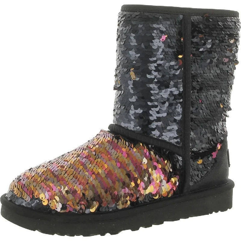 Classic Short Womens Sequined Ankle Winter Boots