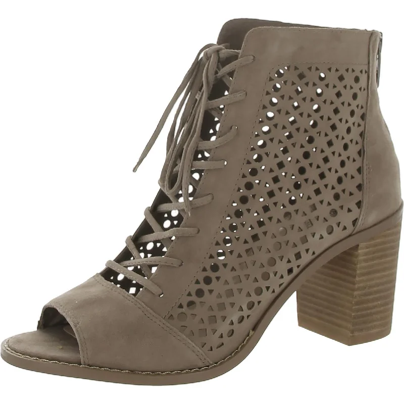 Womens Suede Lace-Up Booties