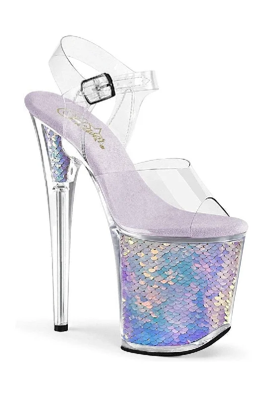 FLAMINGO-808MC Exotic Platform Sandal | Clear Vinyl