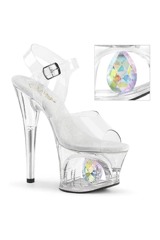 MOON-708DIA Exotic Sandal | Clear Vinyl