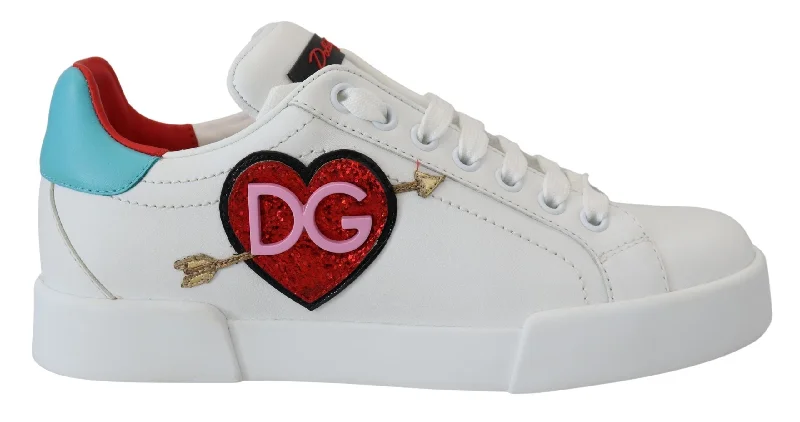 Dolce & Gabbana Elegant White Portofino Leather Women's Sneakers