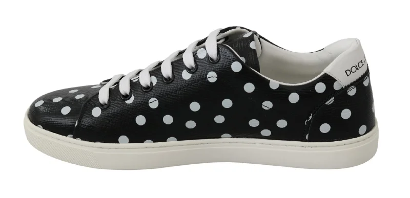 Dolce & Gabbana Black Polka Dotted Leather Women's Sneakers