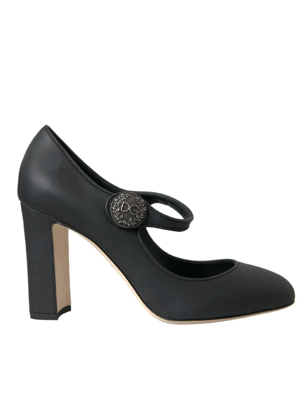 Dolce & Gabbana Black Leather Mary Jane Pumps Heels Women's Shoes