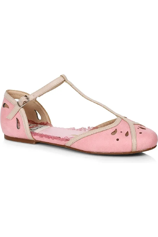 Bettie Page Katie Flat | Pink Faux Leather