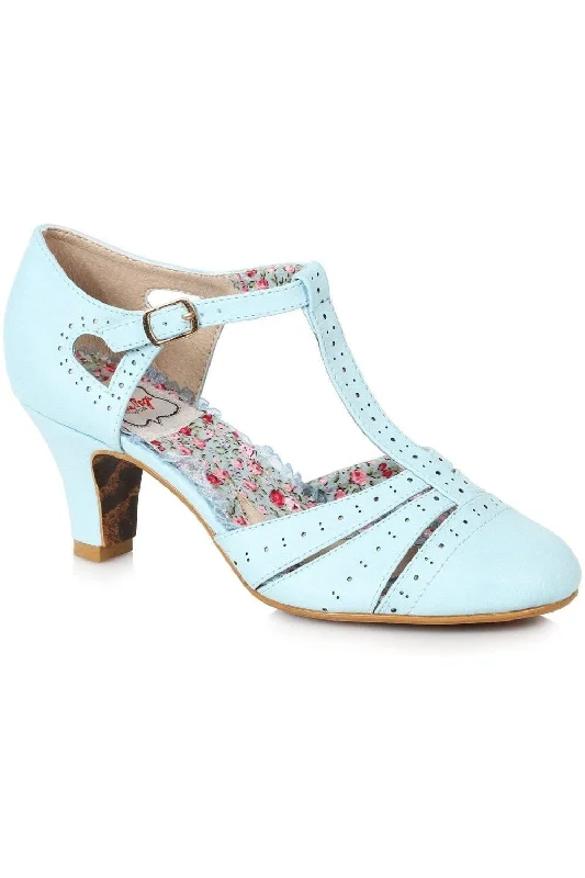 Bettie Page Maisie Vintage Pump  | Blue Faux Leather