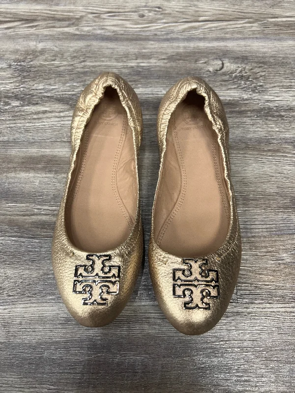 Gold Shoes Flats Tory Burch, Size 9