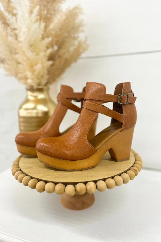 Tan Cut Out Platform Bootie