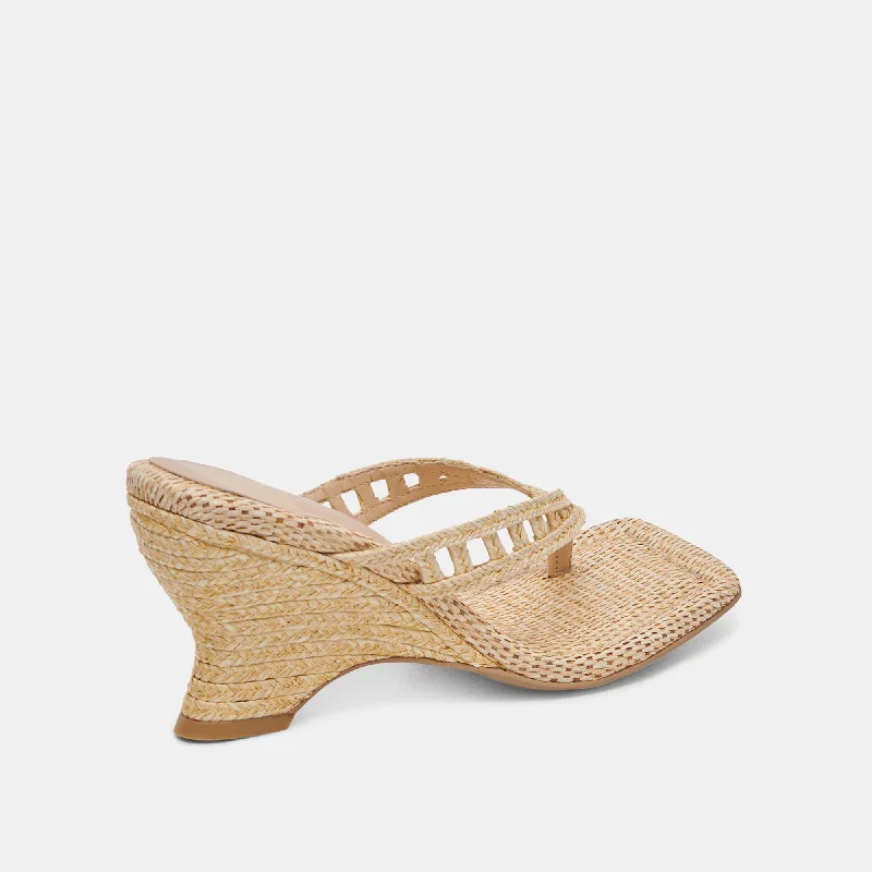 NULLAH WEDGES LT NATURAL RAFFIA