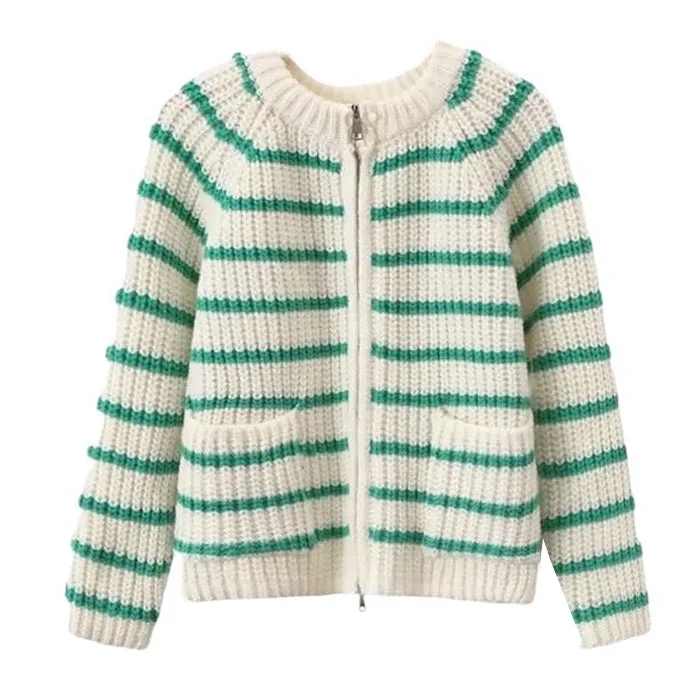 French Mood Striped Cardigan