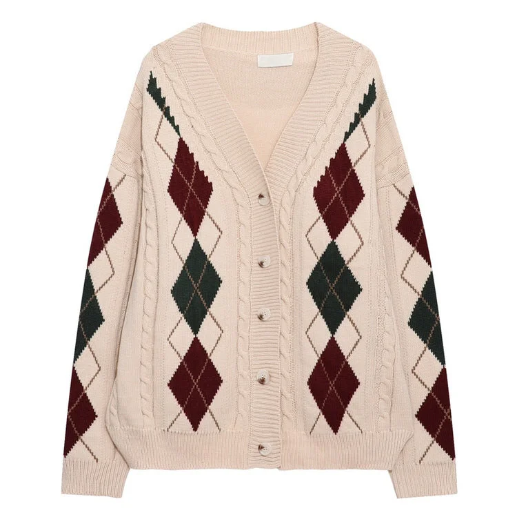 New Student Argyle Cardigan