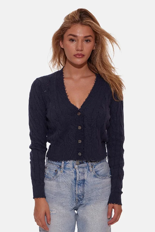 Satya Cable Cropped Cardigan Navy