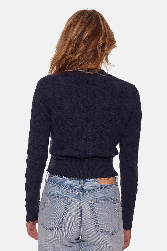 Satya Cable Cropped Cardigan Navy