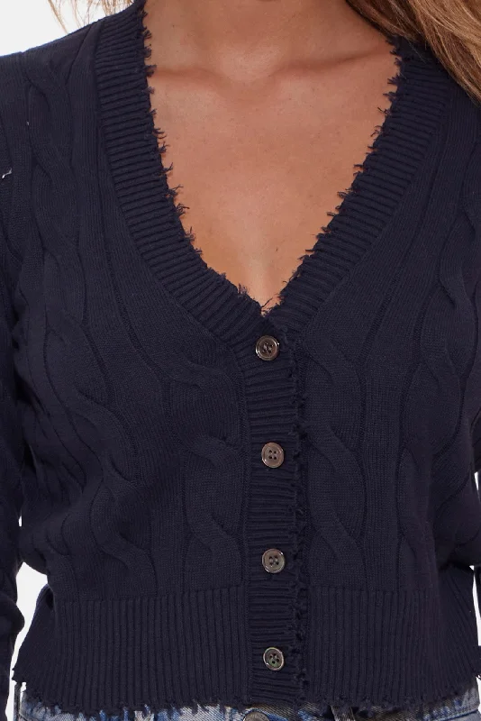 Satya Cable Cropped Cardigan Navy