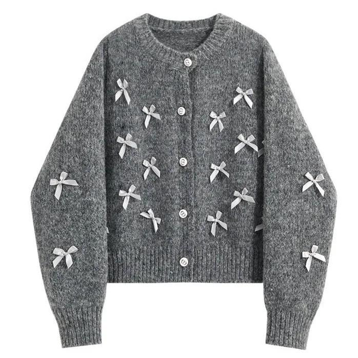 Coquette Aesthetic Grey Cardigan