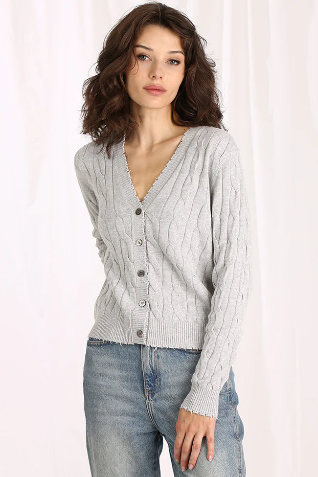 Cotton Cable Cardigan Grey Shadow