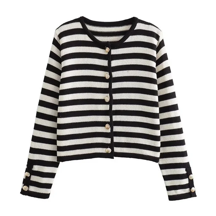 Old Money Striped Cardigan