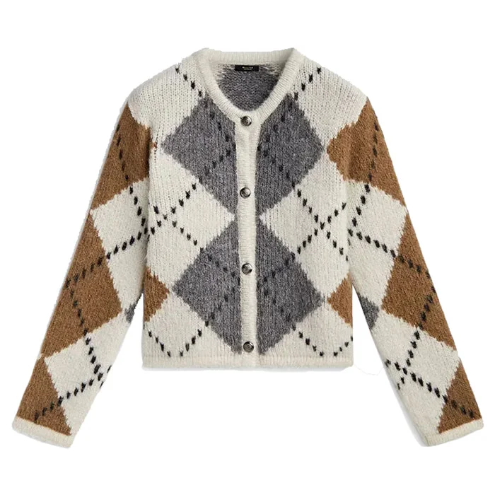 Preppy Aesthetic Argyle Cardigan