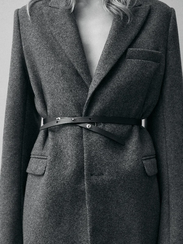 slim line wool twill coat