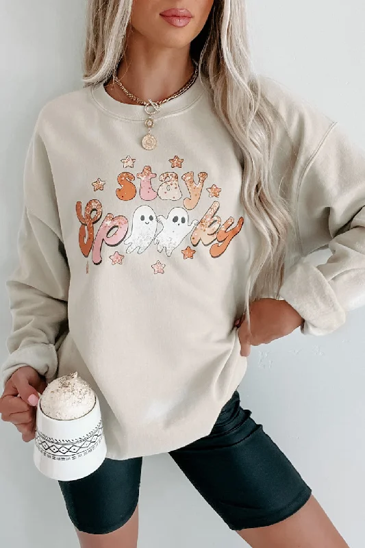 Stay Spooky Friends Graphic Crewneck (Sand) - Print On Demand