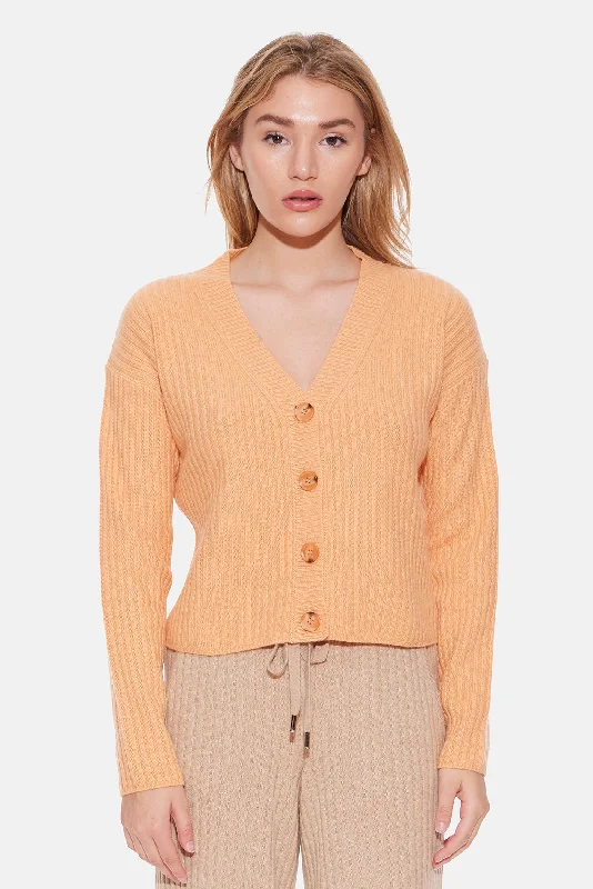 Beatrice Ribbed Cardigan Papaya