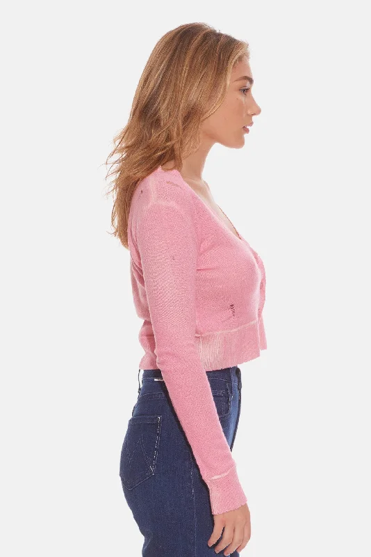 Mia Shrunken Cardigan Pink