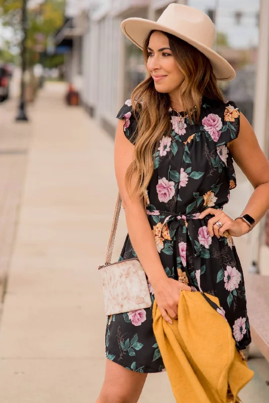 Timeless Floral Ruffle Tie Dress