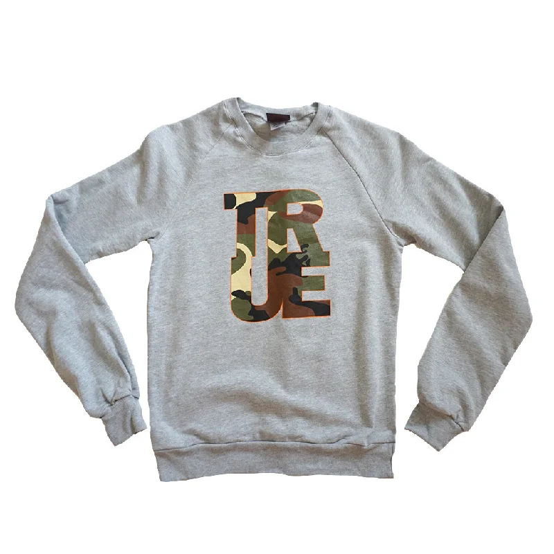 Womens True Logo Camo Crewneck Sweatshirt Heather Grey