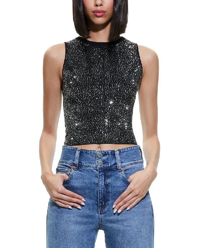 alice + olivia Darina Embellished Cropped Tank