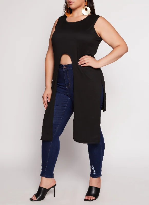 Plus Size Split Front Maxi Tank Top