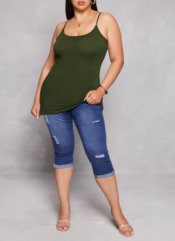 Plus Size Solid Scoop Neck Cami