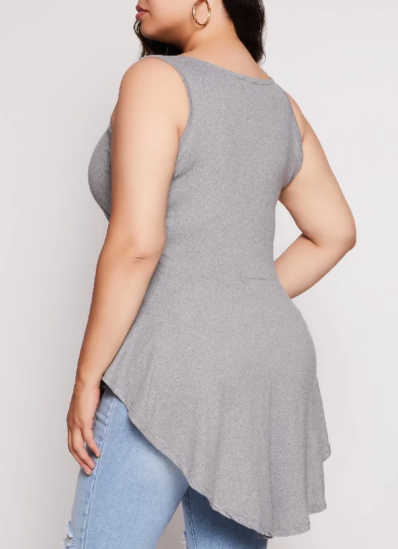 Plus Size Chain Detail Peplum Tunic Tank Top