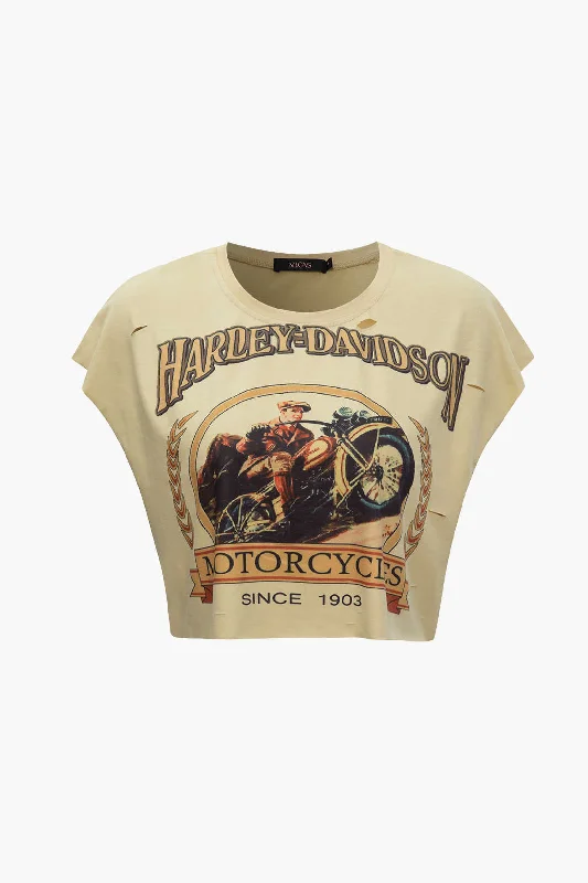 Motorbike Graphic Print Sleeveless T-Shirt