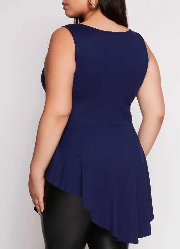 Plus Size Chain Detail Peplum Tunic Tank Top