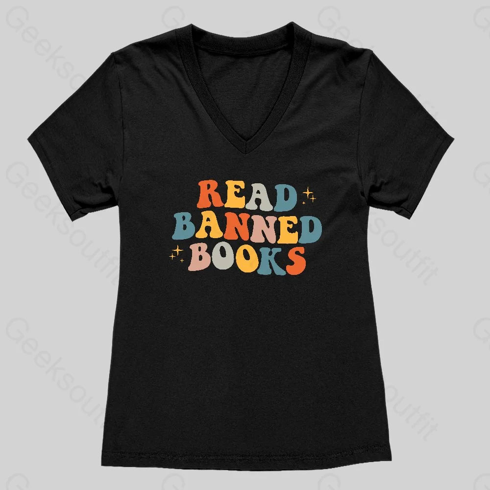 READ BANNED BOOKS Women's V-Neck T-shirt