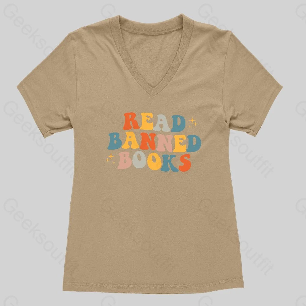 READ BANNED BOOKS Women's V-Neck T-shirt