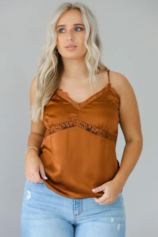 Simply Satin Tank: Cognac