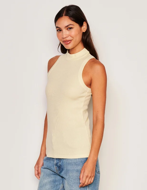 Sundry Mock Neck Tank in Yellow Fade