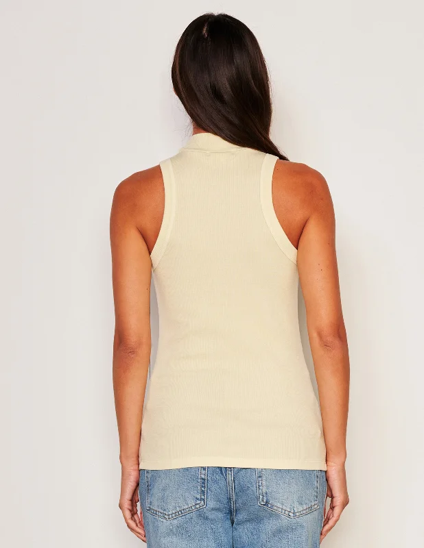 Sundry Mock Neck Tank in Yellow Fade