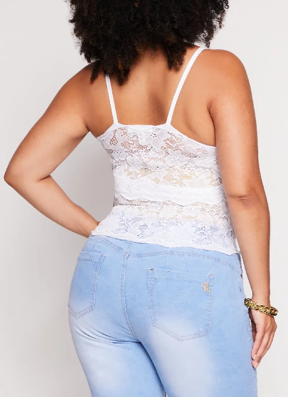 Plus Size Scalloped Lace Plunge Cami