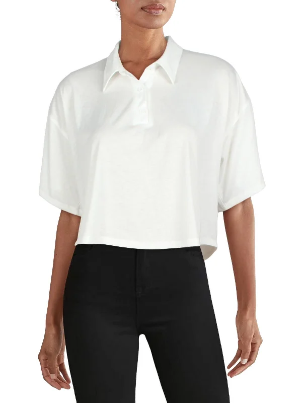 Womens Cropped Collared Polo Top