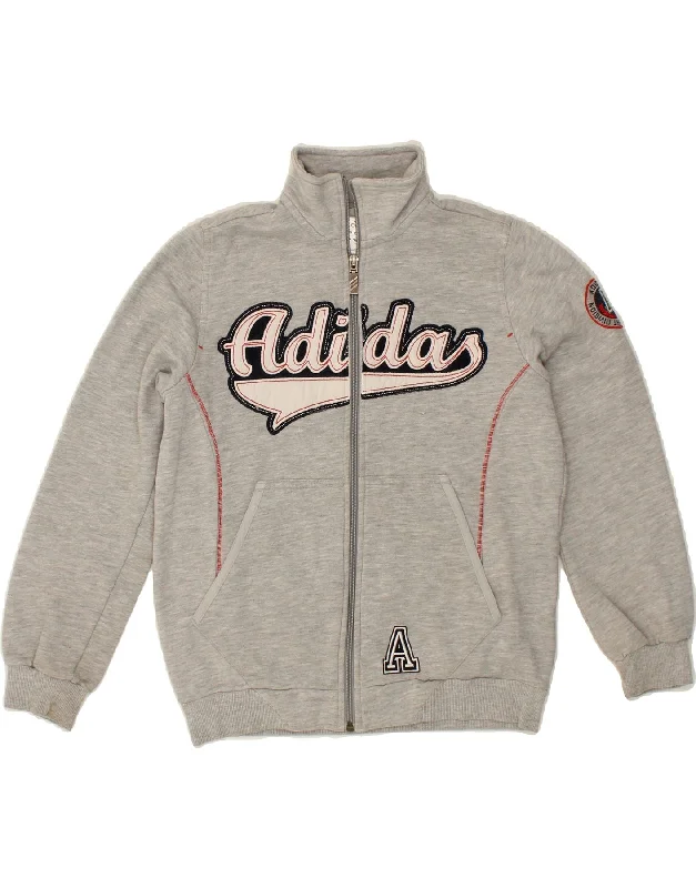 Designer Men's OvercoatsADIDAS Boys Graphic Tracksuit Top Jacket 11-12 Years Grey Cotton