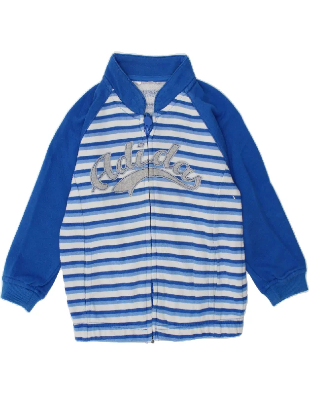 Men's Coats with LiningADIDAS Boys Graphic Tracksuit Top Jacket 2-3 Years Blue Striped Cotton
