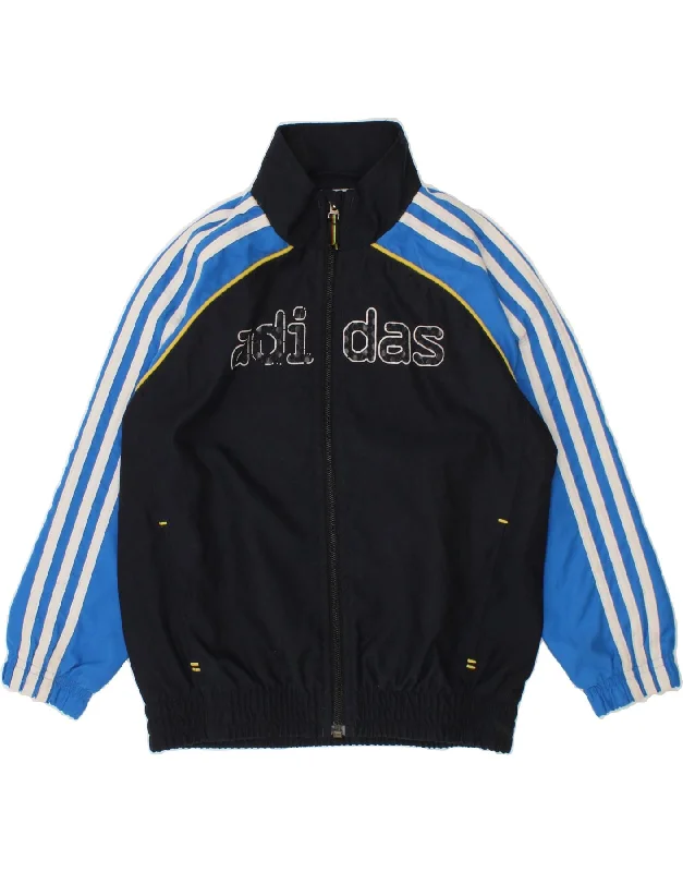 Affordable Men's Winter CoatsADIDAS Boys Graphic Tracksuit Top Jacket 3-4 Years Navy Blue Colourblock