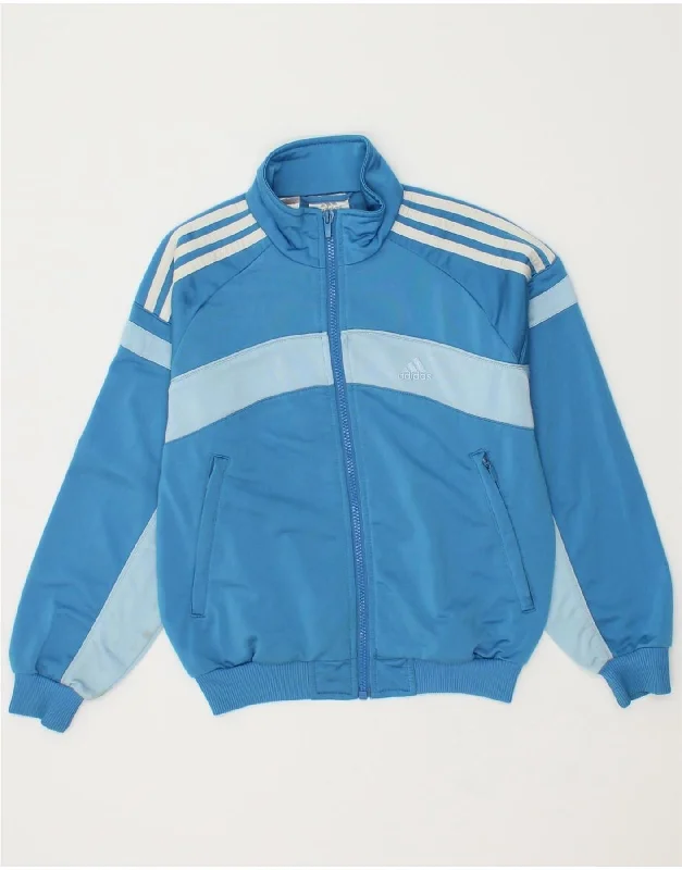 Men's Coats with Snap ButtonsADIDAS Boys Graphic Tracksuit Top Jacket 9-10 Years Blue Colourblock