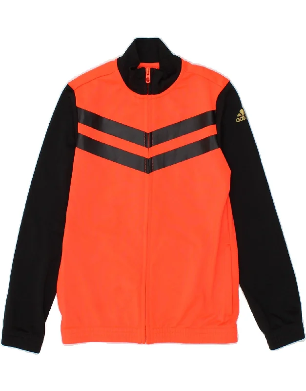 Men's Coats for BikingADIDAS Boys Graphic Tracksuit Top Jacket 9-10 Years Orange Colourblock