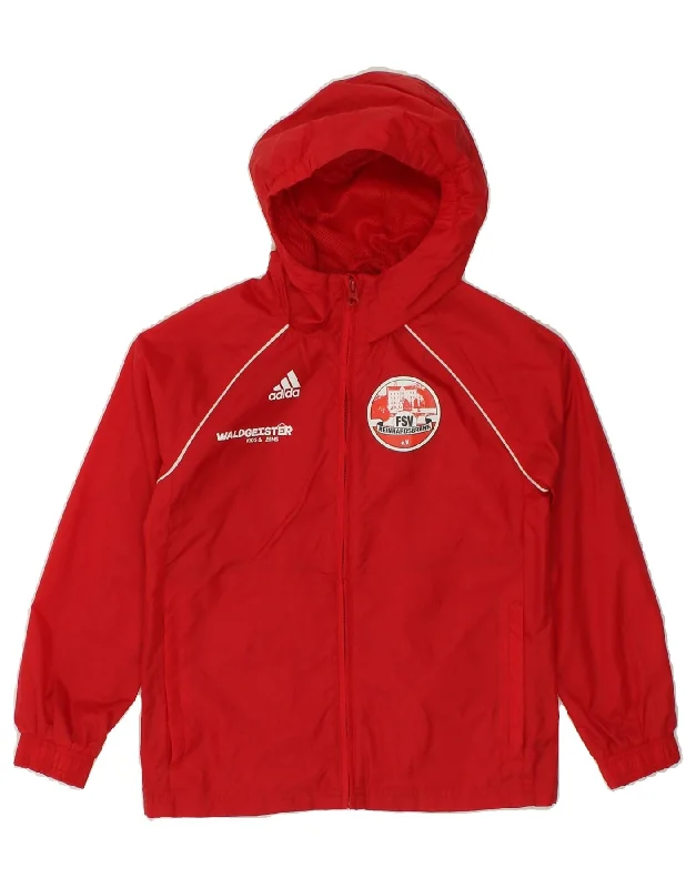 Men's Coats with Military InfluenceADIDAS Boys Hooded Rain Jacket 7-8 Years Red Polyester