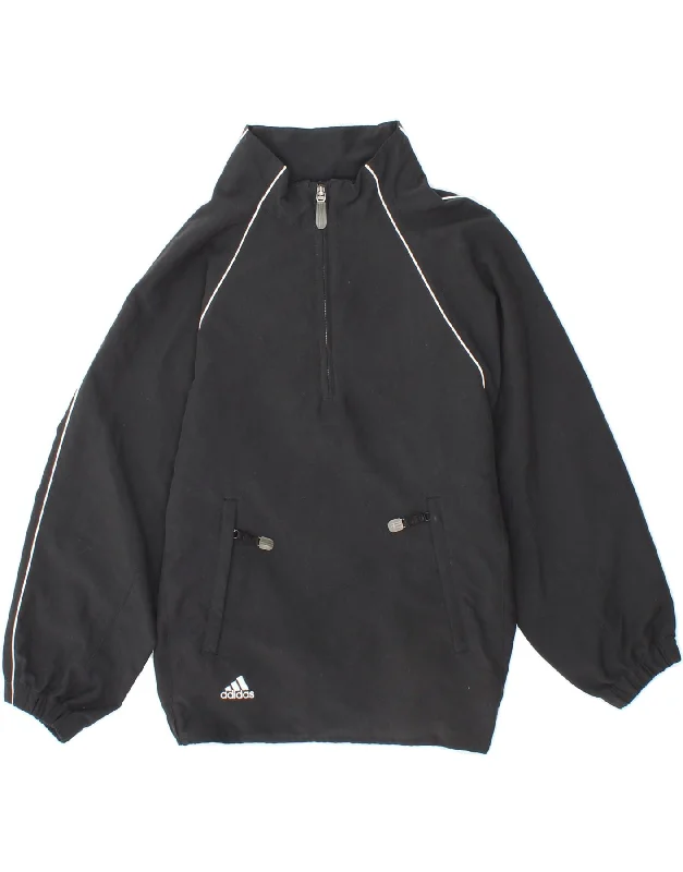 Men's Coats for Winter SportsADIDAS Boys Pullover Tracksuit Top Jacket 9-10 Years Small Black Polyester