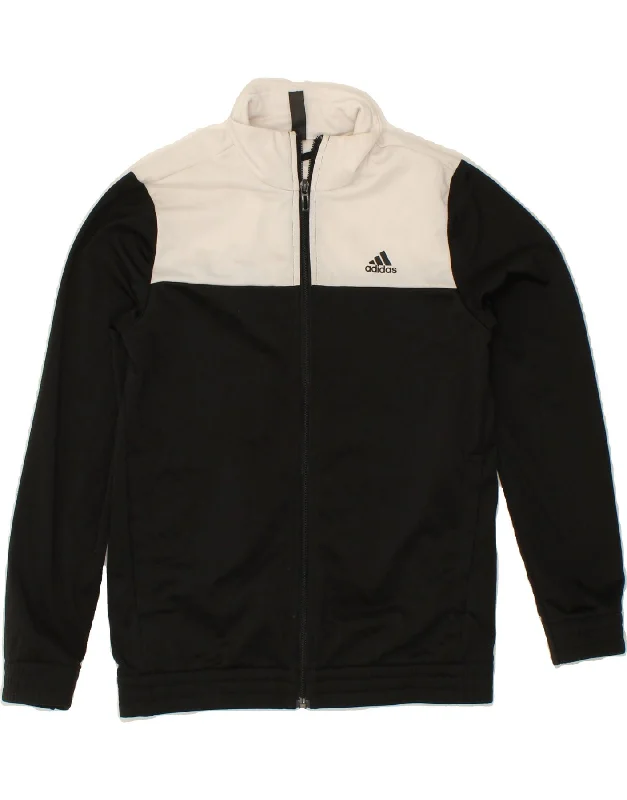 Practical Men's RaincoatsADIDAS Boys Tracksuit Top Jacket 11-12 Years Black Colourblock Polyester