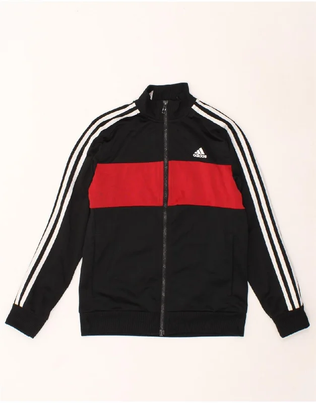 Men's Coats for Mild WeatherADIDAS Boys Tracksuit Top Jacket 11-12 Years Black Colourblock Polyester