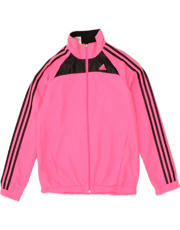 Lightweight Men's WindbreakersADIDAS Girls Tracksuit Top Jacket 13-14 Years Pink Colourblock Polyester